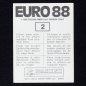 Preview: Euro 88 Nr. 002 Panini Sticker Berni