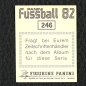 Preview: Klaus Fischer Panini Sticker No. 246 - Fußball 82