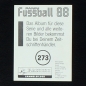 Preview: Harald Schuhmacher Panini Sticker Nr. 273 - Fußball 88