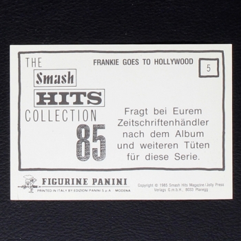 Frankie goes to Hollywood Panini Sticker No. 5 - Smash Hits 85