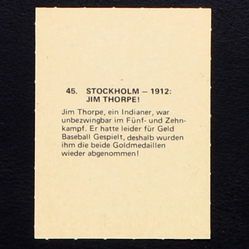 Jim Thorpe Card No. 45 Wikö Bild - Olympia 1972 München ruft!