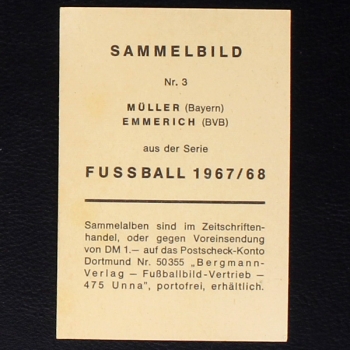 Gerd Müller - Emmerich Bergmann Card  No. 3 - Fußball 1967