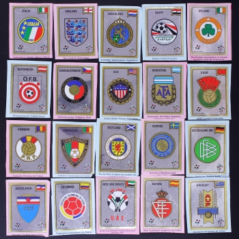 Italia 90 Panini 30 stickers badges complete - cut out