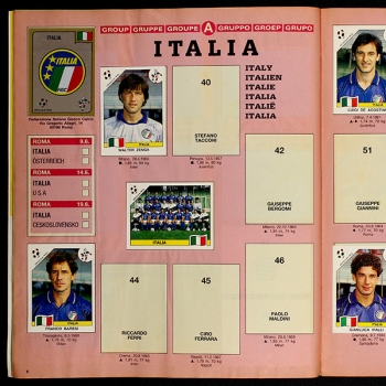 Italia 90 Panini album with stickers