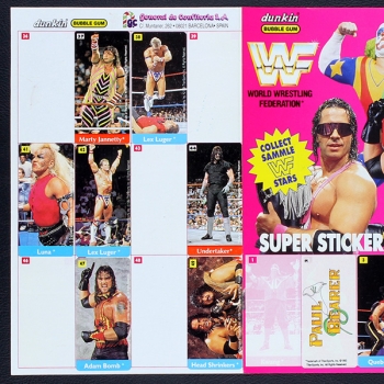 WWF Wrestling dunkin Sticker Folder - Kaugummi Bilder