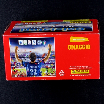 Calciatori 2021 Panini Box mit 100 Sticker Tüten - Omaggio