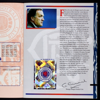 The Gers Rangers 1999 Panini Sticker Album komplett