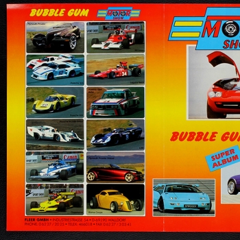 Motor Show Fleer sticker Folder Wrapper - Bubble Gum