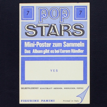 Yes Panini Sticker No. 7 - Pop Stars