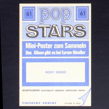 Roxy Music Panini Sticker No. 61 - Pop Stars