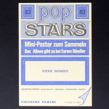 Stevie Wonder Panini Sticker No. 83 - Pop Stars