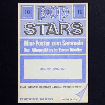 Donny Osmond Panini Sticker No. 10 - Pop Stars