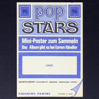 Jane Panini Sticker No. 96 - Pop Stars