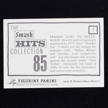 Frankie goes to Hollywood Panini Sticker No. 7 - Smash Hits 85