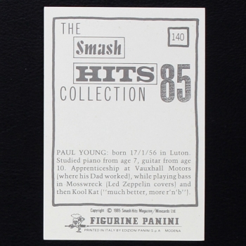 Paul Young Panini Sticker No. 140 - Smash Hits 85