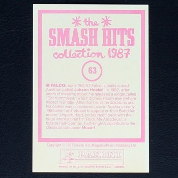 Falco Panini Sticker No. 063 - Smash Hits 87