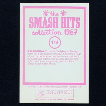 Madonna Panini Sticker No. 114 - Smash Hits 87