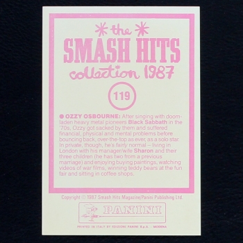 Ozzy Osbourne Panini Sticker No. 119 - Smash Hits 87