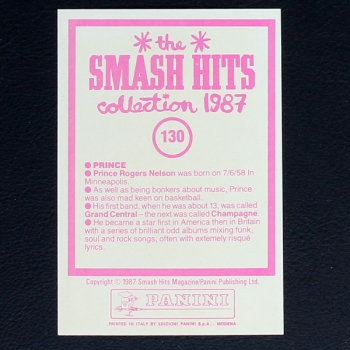 Prince Panini Sticker No. 130 - Smash Hits 87