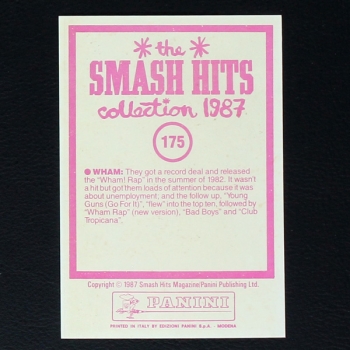 Wham Panini Sticker No. 175 - Smash Hits 87