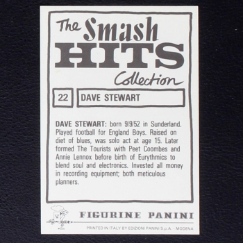 Dave Stewart Eurythmics Panini Sticker No. 22 - Smash Hits 85