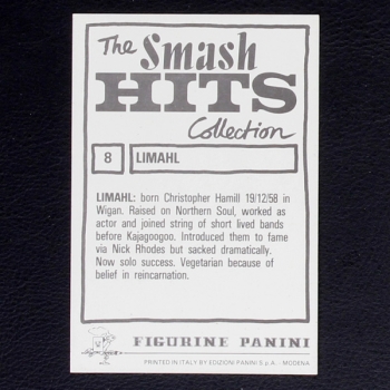 Limahl Panini Sticker No. 8 - Smash Hits 85