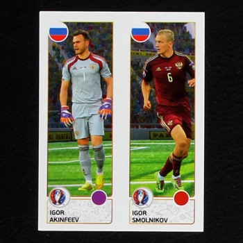 Akinfeev - Smolnikov Panini Sticker No. 156 - Euro 2016