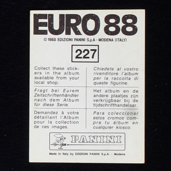 Euro 88 Nr. 227 Panini Sticker Ruud Gullit
