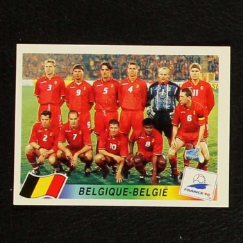 France 98 Nr. 317 Panini Sticker Team Belgique