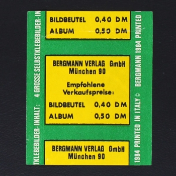 Fußball 1984 Bergmann Sticker Tüte - leere