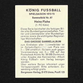 Heinz Flohe Bergmann Sticker No. 87 - König Fußball 1972/73