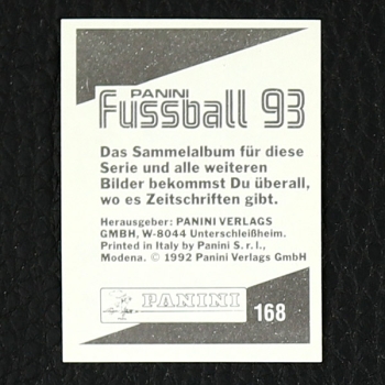 Pierre Littbarski Panini Sticker Nr. 168 - Fußball 93