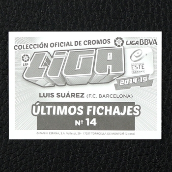 Luis Suarez Panini Sticker No. 14 - Liga 2014-15 BBVA