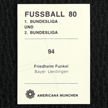 Friedhelm Funkel Panini Sticker Nr. 94 - Fußball 80