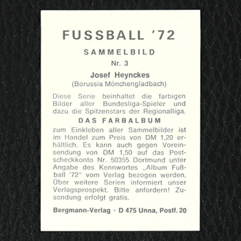 Josef Heynckes Bergmann Sticker Nr. 3 - Fußball 72