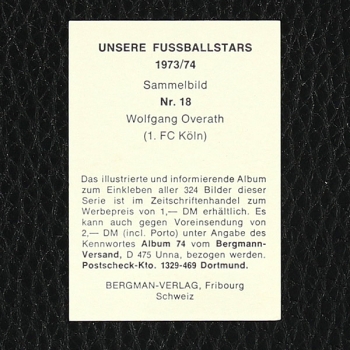 Wolfgang Overath Bergmann Sticker Nr. 18 - Unsere Fußballstars 1973/74