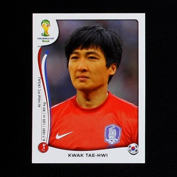 Brasil 2014 Nr. 624 Panini Sticker Kwak Tae-Hwi