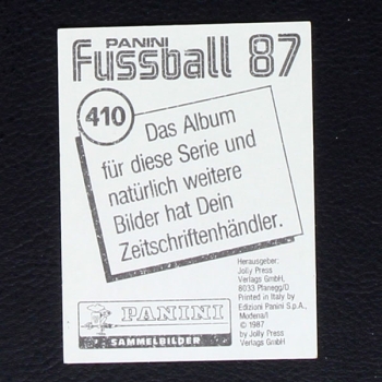 Ian Rush Panini Sticker Nr. 410 - Fußball 87