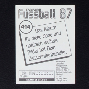 Hans Müller Panini Sticker Nr. 414 - Fußball 87