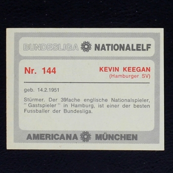 Kevin Keegan Americana Card No. 144 - Bundesliga Nationalelf 1978