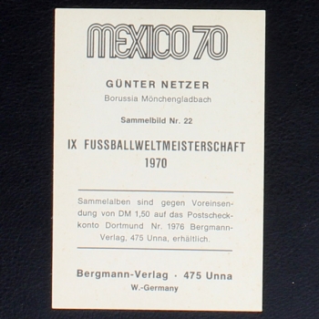 Günter Netzer Bergmann Card No. 22 - Mexico 70