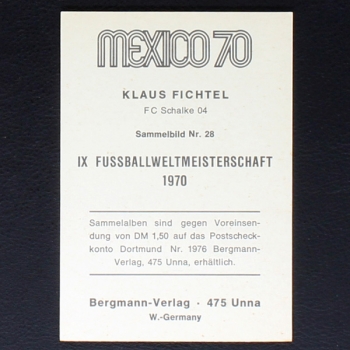 Klaus Fichtel Bergmann Card No. 28 - Mexico 70