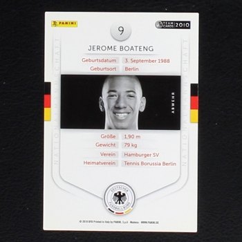 Jerome Boateng Panini Trading Card No. 9 - Team Cards 2010