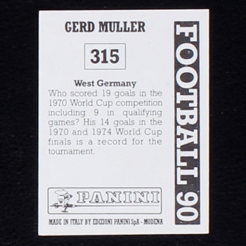 Gerd Müller Panini Sticker No. 315 - Football 90