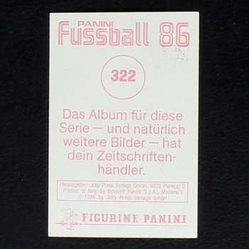 Karl-Heinz Rummenigge Panini Sticker No. 322 - Fußball 86