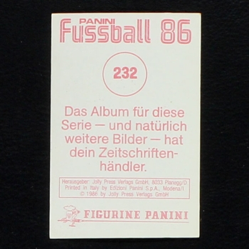 Sören Lerby Panini Sticker No. 232 - Fußball 86