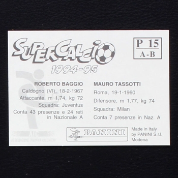 Tassotti - Baggio Panini Sticker No. P15 - Super Calcio 1994