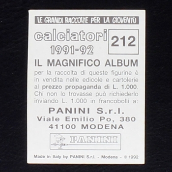 Paolo Maldini Panini Sticker No. 212 - Calciatori 1991