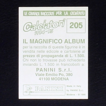 Paolo Maldini Panini Sticker No. 205 - Calciatori 1994