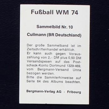 Bernd Cullmann Bergmann Sticker No. 10 - Fußball WM 74